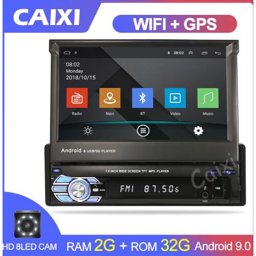 CAIXI Car Android 9.0 2GB RAM 1Din Car DVD GPS Navigation Player 7''Universa Car Radio MP5 1Din Multimedia PlayerWiFi Bluetoot