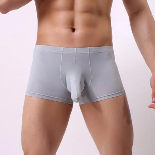 Mens Elephant nose Sexy Underwear Boxer New Ice-Threaded Bullet Sexy Breathable Bulge Pouch Casual Underwear cueca masculina