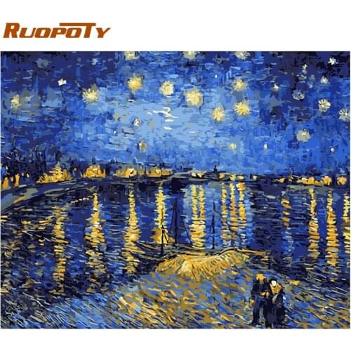 RUOPOTY Frame Abstract River DIY Painting By Numbers Calligraphy Painting Acrylic Paint By Number For Home Decor 40x50cm Artwork