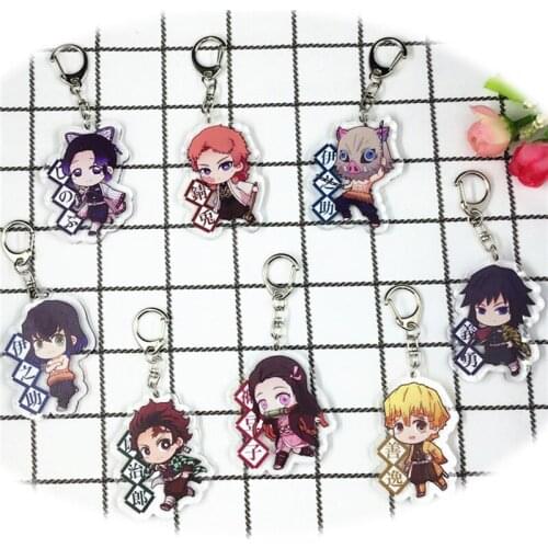 NEW Anime Demon Slayer Keychain Tanjirou Zenitsu Shinobu Cosplay Prop Accessory Kamado Nezuko Acrylic Key Chain Keyring Gift