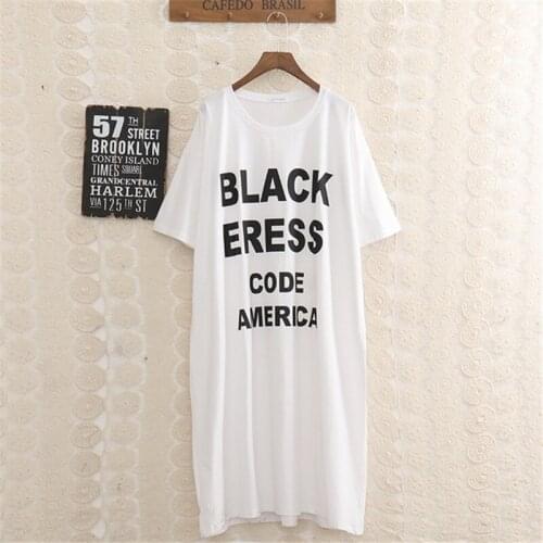 Sleepwear Loose night skirt cotton large size Nightwear fat mm dress pregnant women letter printing short sleeves Nightgown