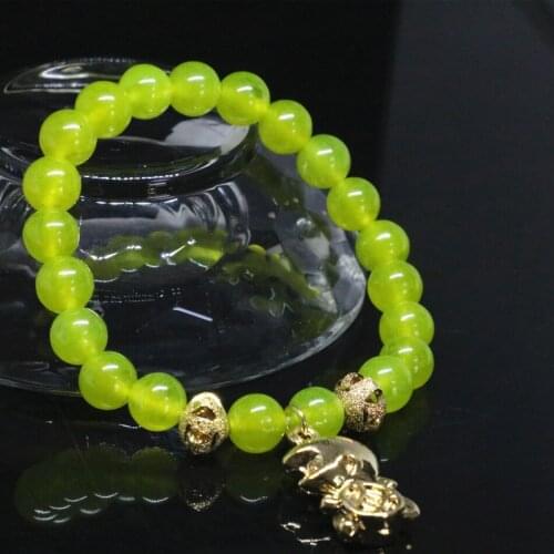 Original design 8mm lemon chalcedony stone jades strand bracelets for women round beads high grade jewelry 7.5inch B2036
