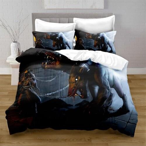 3D Printing Hellhound Style Quilt Cover with Pillowcase Bedroom Decoration Queen Size Bedding Bedroom Set King Size Bed