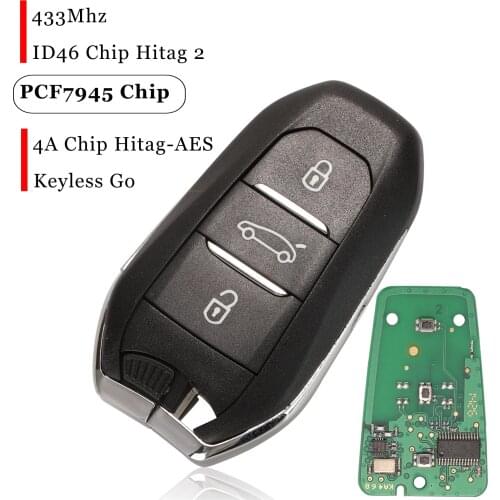 Jingyuqin 10X 3 Buttons Remote Control Keyless Car Key For Peugeot 208 308 3008 508 5008 Citroen C4 DS4 DS5 433MHZ 4A/ID46Chip