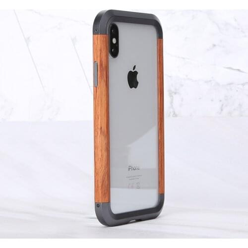 R-JUST Aluminum Metal Wood Bumper Case For iPhone XS Max X Case Cover Slim Natural Wood Armor Phone Protective Case Capa