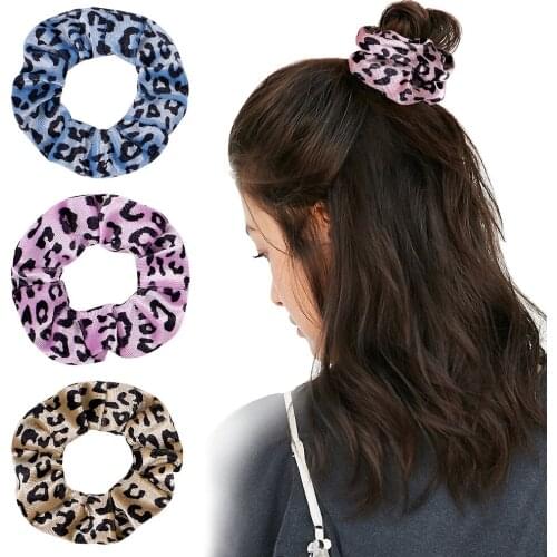 Scrunchie Stretch Headband Scrunchies Women Elastic Hair Bands Ties Girls Leopard Velvet Hairband Head band Accessories 1013