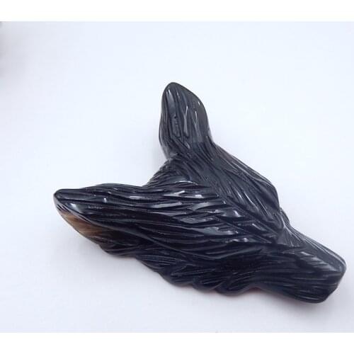Carved wolf head Pendant,Obsidian Gemstone pendant bead,Semiprecioous jewelry wolf head pendant,54x39x15mm,32.2g