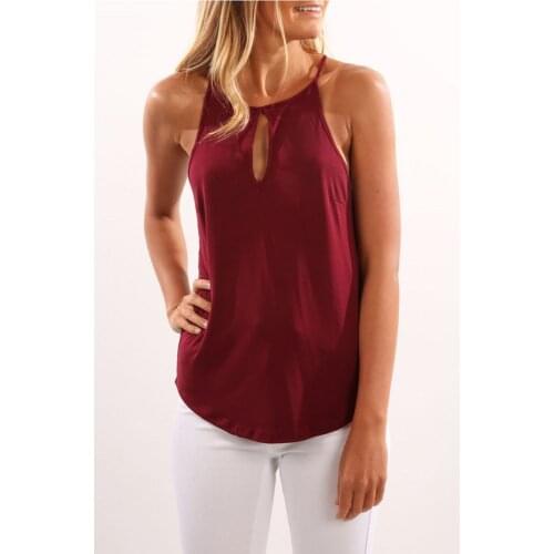 SEXY TOPS Casual Womens Camis Solid Color Fashion Summer Tank Tops Slim Fit Hollow Out Ladies Tees Off-The-Shoulder Tops S-XXL