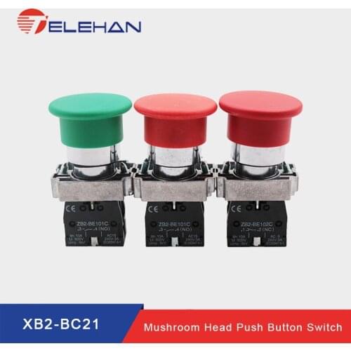 TELEHAN XB2 mushroom button switch, spring return button switch, on off button switch, push button switch