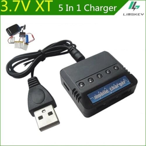 3.7V 5 In 1 Banlance Charger For Syma X5C Udi U818A WLtoys V686G toy RC toys DC 5V XT Plug 5 In 1 Lipo battery charger