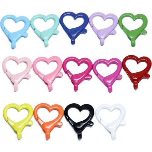Multiple Color Heart Shape Lobster Clasp Key Chain Split Hooks For DIY Jewelry Making Necklace Bracelet Connector Accessory