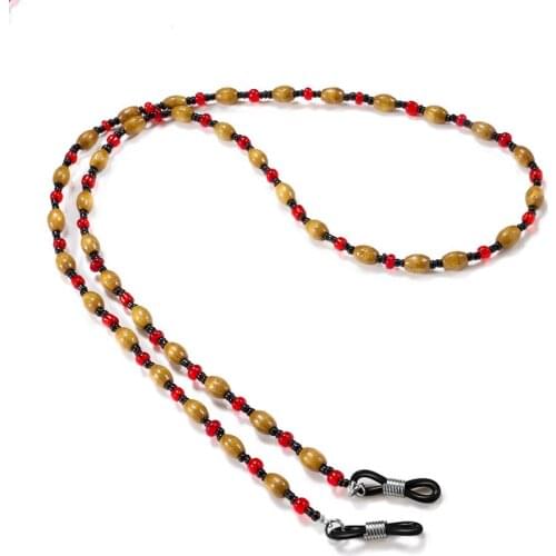 Women Reading Glasses Chain Sunglasses Wood Acrylic Chain Adjustable Ends Holder Neck Strap Rope Lanyards Boho Necklace