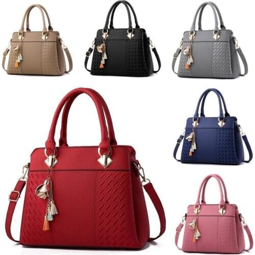 2021 Women Handbags Tassel PU Leather Totes Bag Top-handle Embroidery Crossbody Bag Shoulder Bag Lady Hand Bags