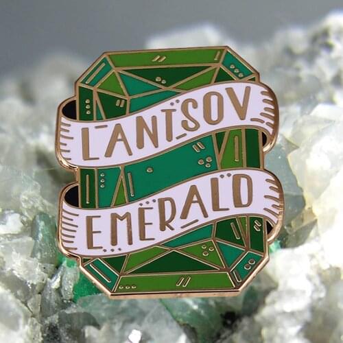 Nikolai Lantsov The Grishaverse Emerald Badge Green Crystal Gemstone Diamond Enamel Pin Bookwork Brooch