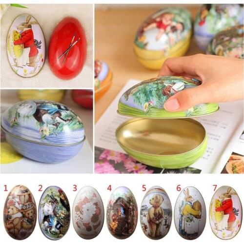 1 Piece Easter Eggs Creative Pastel Painting Decorating Candy Tin Box Easter Egg Kids Gift Favor Household Easter Party Supplies