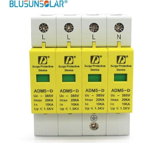 10 pieces / lot Household AC SPD 4P 20KA 110V 220V 380V Din Rail Anti-lightning Voltage Surge Protector