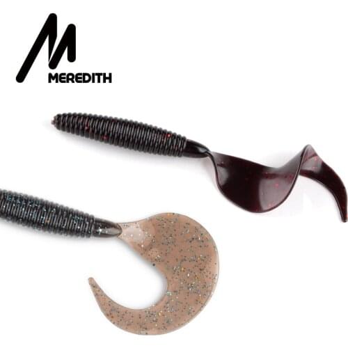 MEREDITH 90mm Grub Artificial Fishing Lures 10pcs 4.4g Fishing Soft Baits Predator Tackle Worm Wobbles Soft Lures
