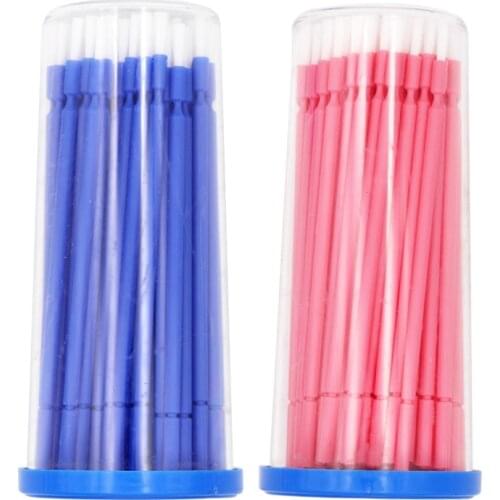 100pcs/Bottle Dental Disposable Long Micro Brush Dental Applicator Sticks Cotton Microfiber Brushes Oral Medicine Wipping Tool