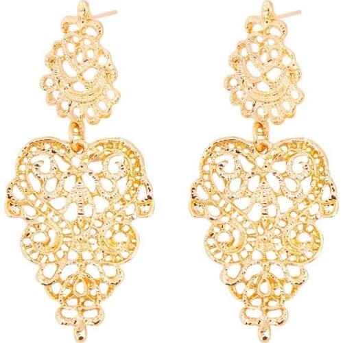 2018 New Fashion Fine Jewelry Bohemia Style Hollow Alloy Leaves Dangle Drop Earrings For Women