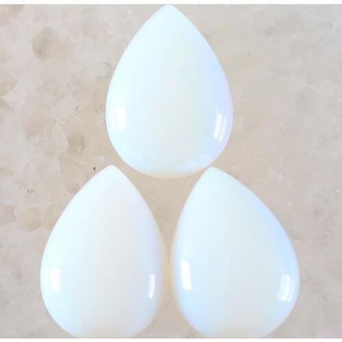 5Pcs Cabochon CAB Natural Stone No Drilled Hole Water Drop Bead for Men Women DIY Jewelry Making Necklace Ring White Opal Bead