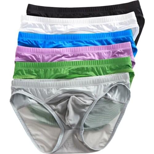 6PCS Mens Low Rise Underwear Briefs Sexy Breathable Mesh See Through Lingerie Underpants Male Clothes New U Convex Panties