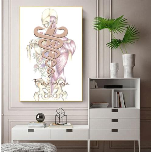 Abstract Human Bones Physiotherapy Posters And Prints Flower And Muscle Canvas Painting Print Home Decoration Wall Art Pictures
