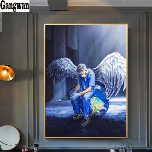 Doctor Angel Saves Life Diamond Painting Full Drill Round square Diamond Mosaic Art Diamond Embroidery Earth Picture Wall Decor