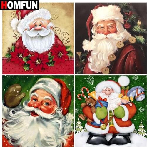 HOMFUN Diamond Painting "Christmas santa" Cross Stitch Custom Photo Diamond Embroidery Square Round Drill Home Decor