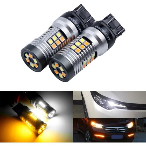 ANGRONG 2x 7443 580 W21/5W 30 SMD LED Turn Signal Daytime Running Light White & Amber