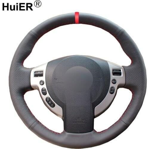 HuiER Hand Sewing Car Steering Wheel Cover Volant For Nissan Qashqai 2007-2013 Rogue 2008-2013 X-Trail 2008-2013 NV200 2010-2016