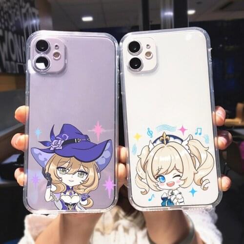 Genshin impact Anime Phone Case For iPhone 7 11 12 Pro MAX XR XS SE2020 X 8 6Plus Cartoon Transparent Soft Silicone Cover Fundas