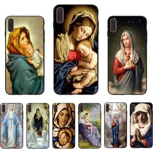 Virgin Mary Soft TPU Hard PC Phone Cover Mobile Case For Iphone XR X 6 6S 7 8 Plus 12 Mini Shell 11 Pro Max XS 5S SE 2020 Coque