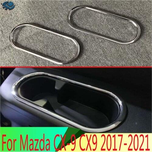 For Mazda CX-9 CX9 2017 2018 2019 Decorate Accessories ABS Chrome Mirror Surface Rear Seat Drink Cup Holder Chrome Trim