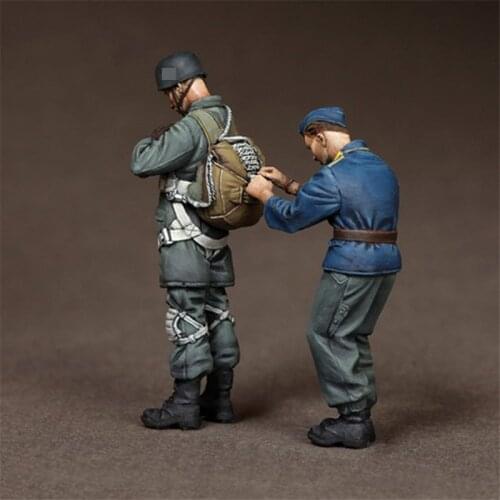 2pcs Paratroopers Ready to Fly Resin Figure 1/35 Scale Model Kit Assembly Models Kit Resin Colorless Self-Assembled Toy No.583