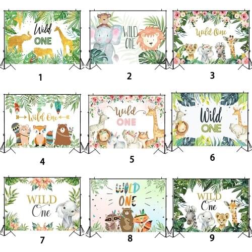Wild One 1st Birthday Party Backdrop Animals Themed Photography Background Jungle Safari Baby Boy Photo Booth Banner Decorations