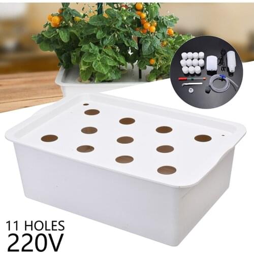 11 Holes Plant Site Hydroponic System Garden Pots Planters Indoor Seeding Cabinet Box Grow Kit Bubble Nursery Pots