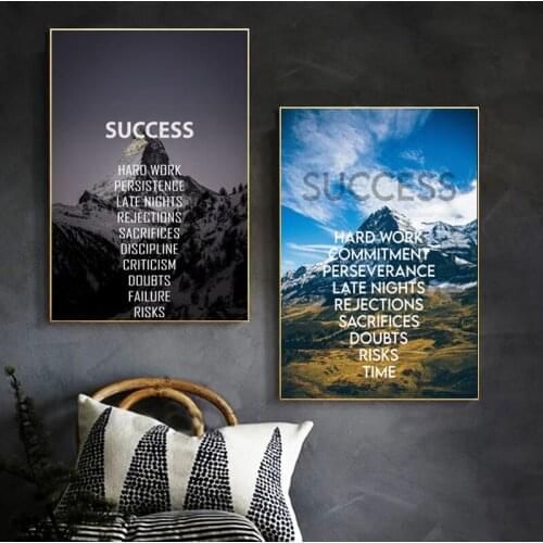 Sucecss Motivational Quote Art Canvas Painting Wall Art Posters Prints Wall Pictures for Living Room Home Wall Cuadros Decor
