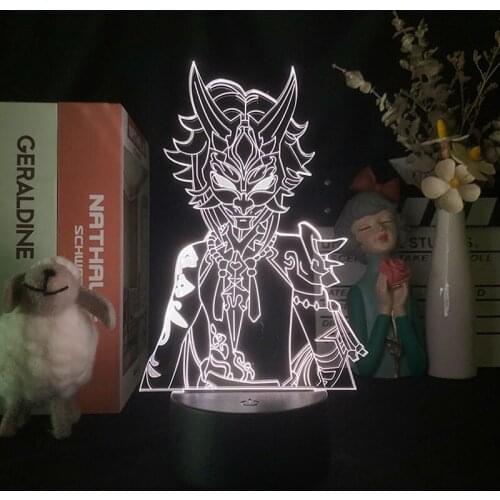 Genshin Impact Kinsen Game Customed Projector 3D Night Light Alarm Clock Base Light Nightlight Colorful with Remote Delivery