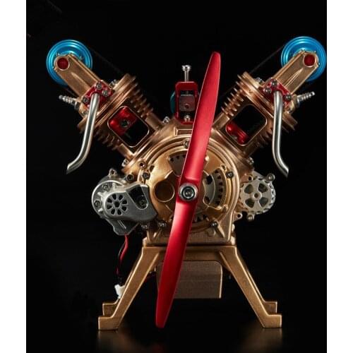 Cool! V2 engine metal assembled battery powered DIY Models toys Innovative Science toys Kids Educational Toy Christmas gift