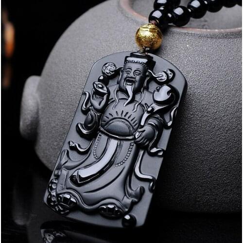 Natural Obsidian hand carved Guan Gong Pendant Fashion Jewelry mens and womens necklaces gift accessories
