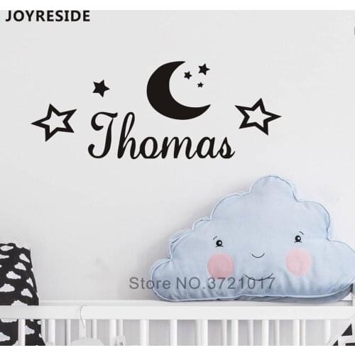 Moon Stars Wall Decals Customed Girls Names Home Nursery bedroom Sweet Decor Wall Stickers Personalized Kids Names Sticker M225