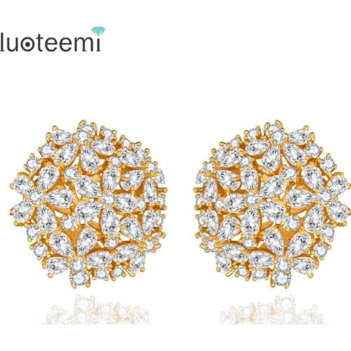 LUOTEEMI Brand AAA Cubic Zirconia Vintage Flower Earrings Fashion Women Luxury Bridal Wedding Earrings Jewelry Wholesale 2Color