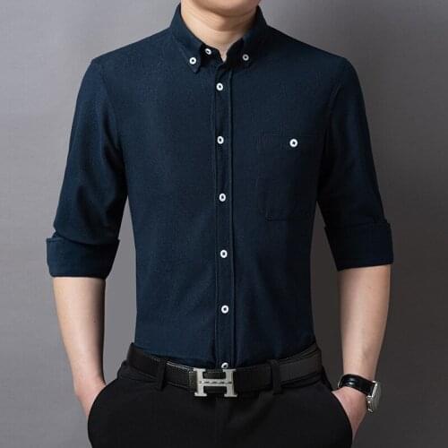 Men Shirt Long Sleeve Personalize Social Outwear Advertising Shirt Men Solid Color Business Shirt Youth Slim Long Sleeve Shirt