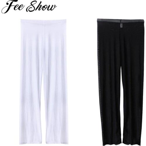 Mens Comfortable Mesh Underwear See-through Pants Sexy and Hot Mens Stretch Sheer Home See-through Mesh Breathable Pants SZ S-XL