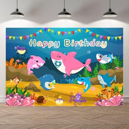 Seekpro Underwater Sea Shark Girl Mermaid Birthday Party Banner Photography Background Photographic Backdrop For Studio Shoot