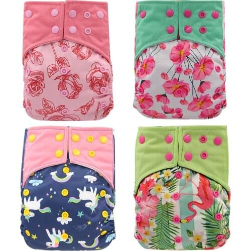 Ohbabyka 2020 New 4pcs/set Washable Eco-Friendly AI2 Cloth Diaper Adjustable Nappy Reusable Cloth Diapers Fit 0-2years 3-15kg