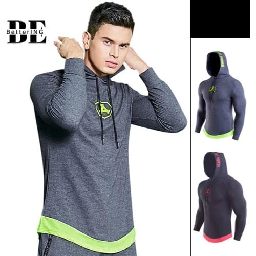 2021 Mens New Fashion Casual Sports Sweatshirt Printed Hooded Fitness Suit Outdoor Running Long Sleeve Cotton Sportswear