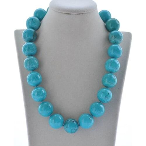 MCT·STAR Z10285 Huge 20" 20mm Natural Round Turquoise Bead Necklace