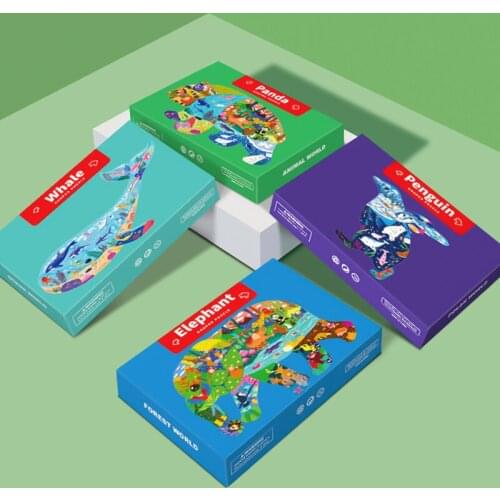 Montessori Animal Jigsaw Puzzle Toys Childrens Puzzle Jigsaw Kids Cognitive Baby Early Education Puzzle Gift Box Baby Toy