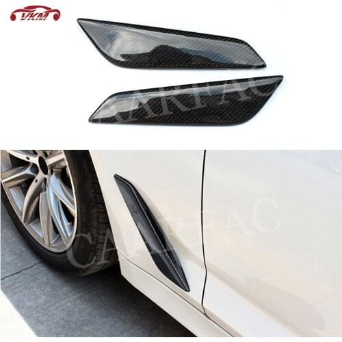 For G30 Carbon Fiber Front Fender Shark Gills Side Air Vent Trims Covers For BMW 5 Series G30 G31 2017 2018 2019 Car Styling